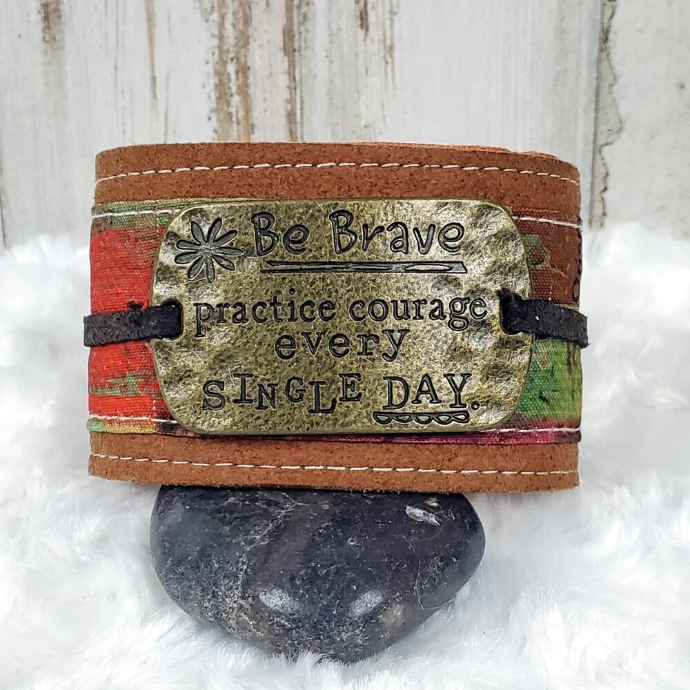 Be Brave Boho Snap Cuff Bracelet Rustic Orange